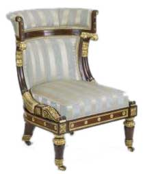 Carved and gilded zebrawood chair